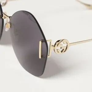 NWT Gucci GG1203S - 002 Geometric Sunglasses Gucci NEW GUCCI GG1203S 002 WOMEN GOLD GRAY OVERSIZED WOMEN  main image 4